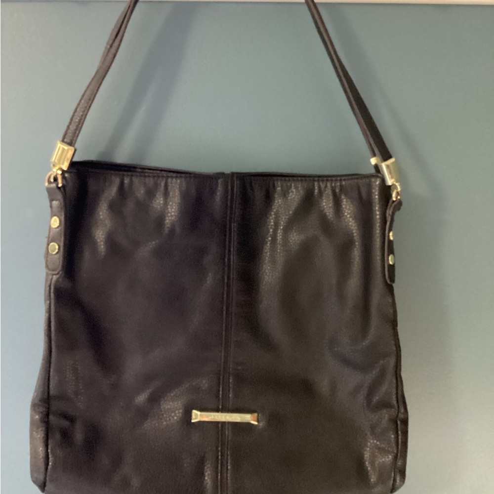 Anne Klein Black Shoulder Bag with Gold Accents